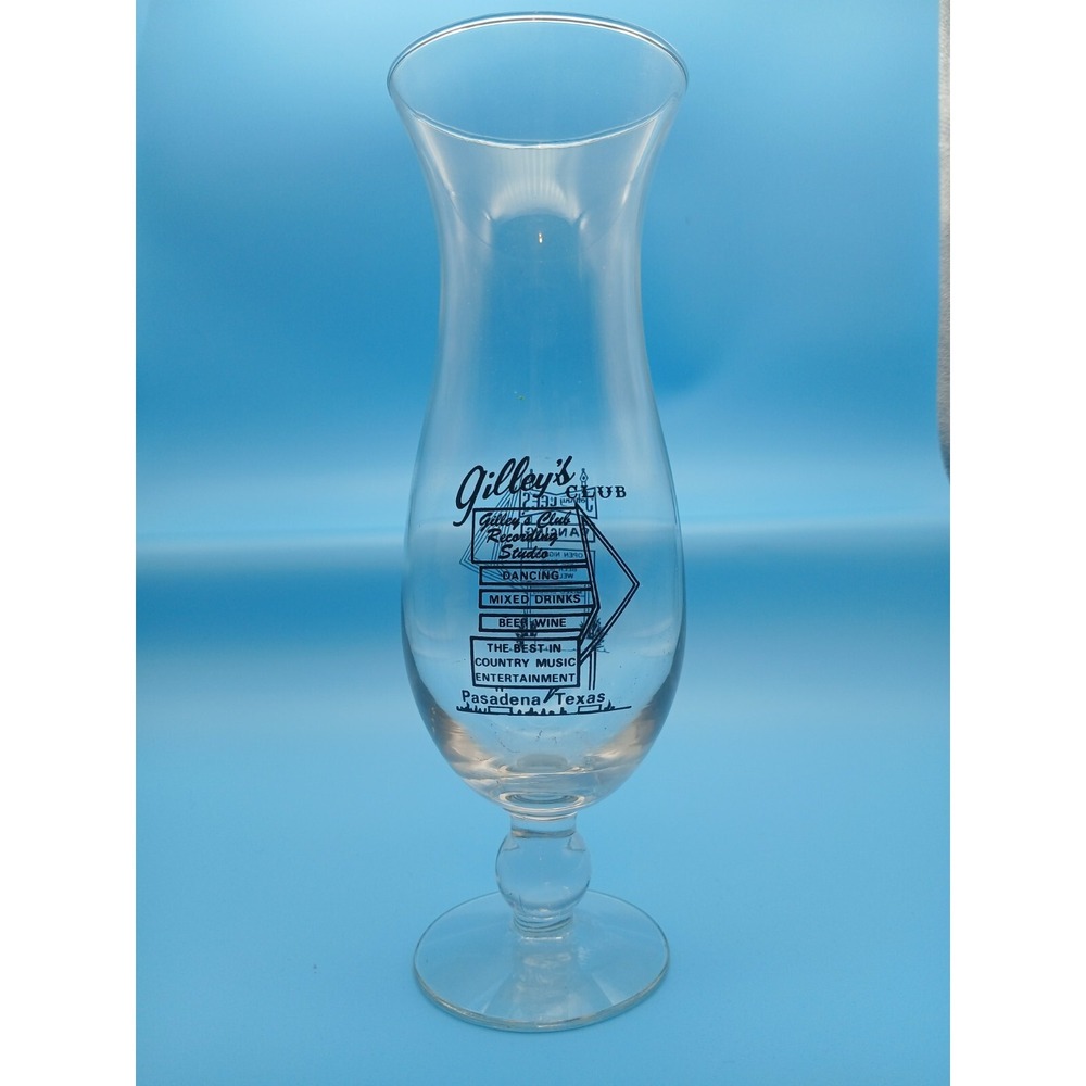Gilley's Nightclub Tall Cocktail Glass Mickey Gilley Urban Cowboy‎ Hurricane